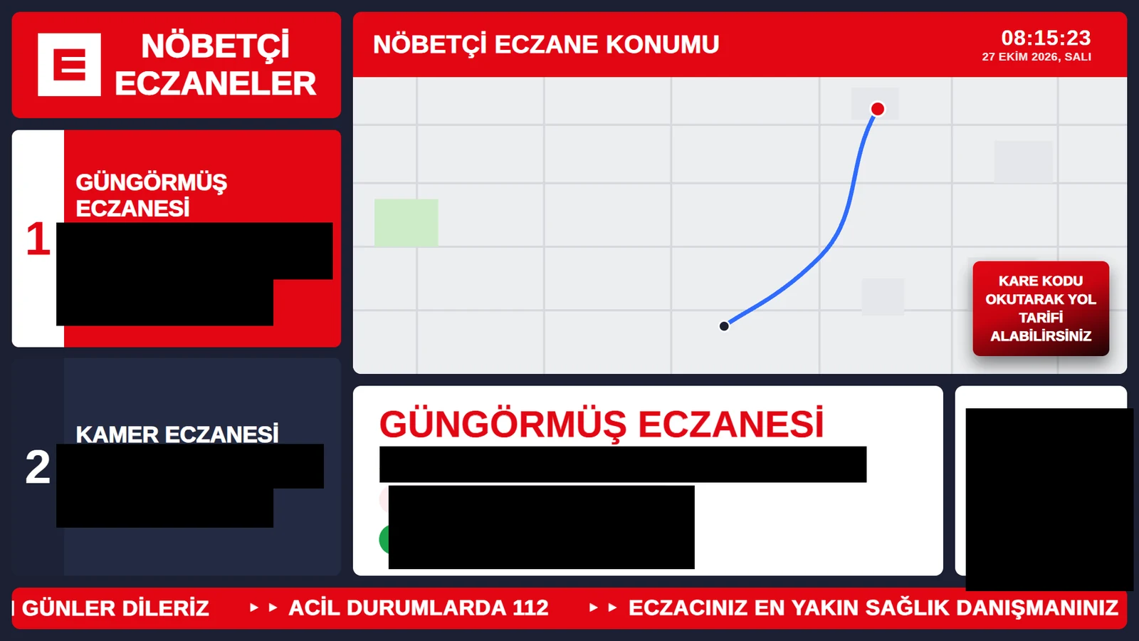 Nöbetçi eczane vitrini